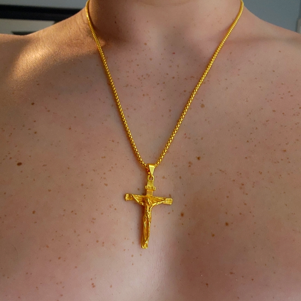 Retro Metal Style 1pc Jesus Cross Necklace